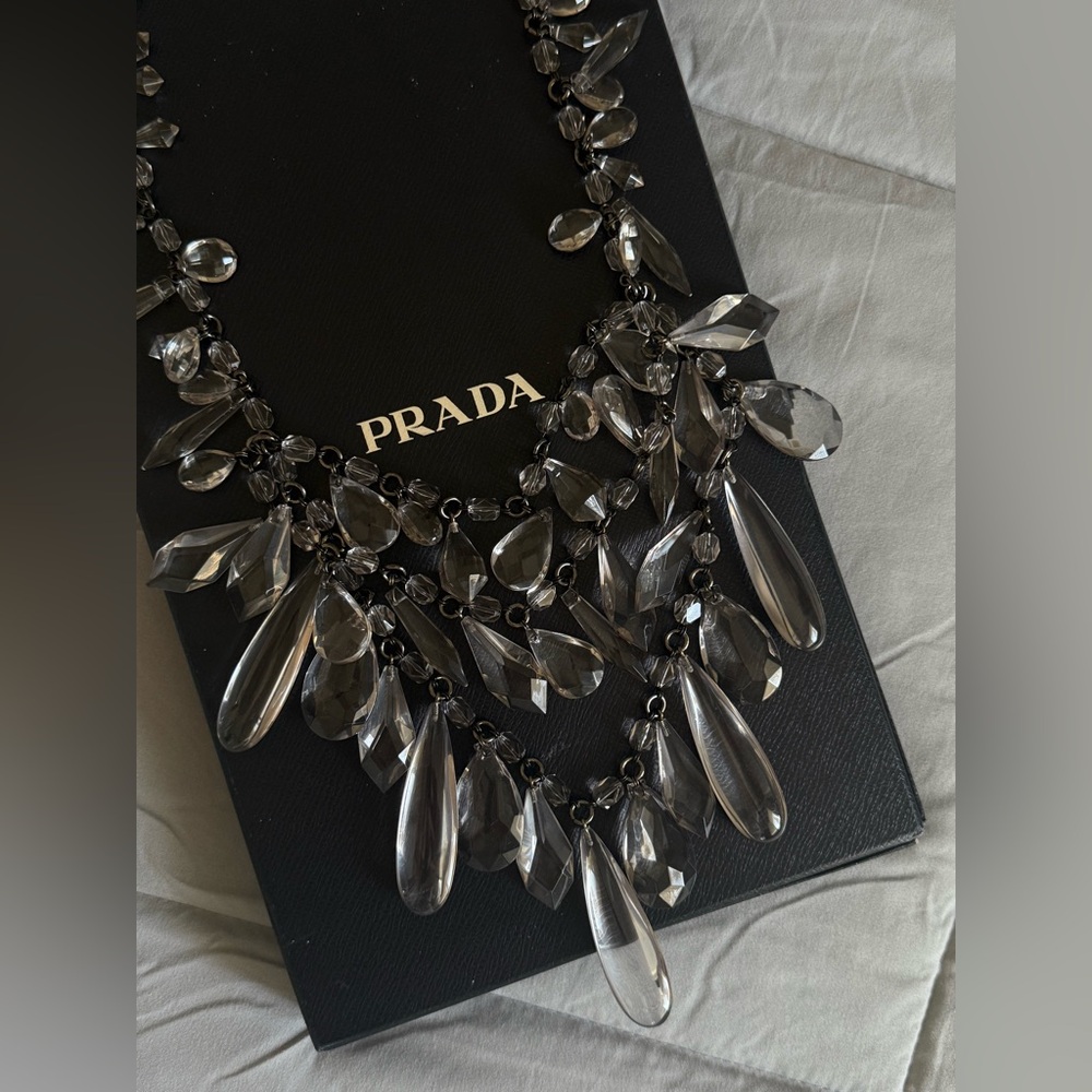 Rare Vintage Prada Crystal Chandelier Statement Necklace